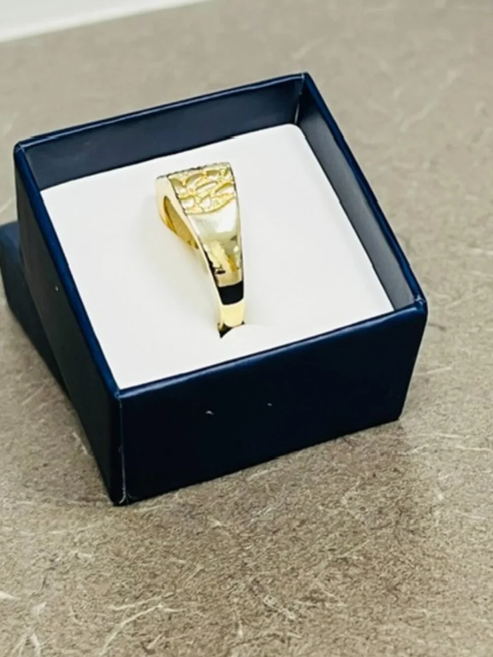 14 KT GOLD PLATED DESIGNER DIAMOND NUGGET RING SIZES 10
